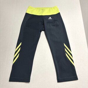 Adidas Girls Gray/Yellow Capri Leggings